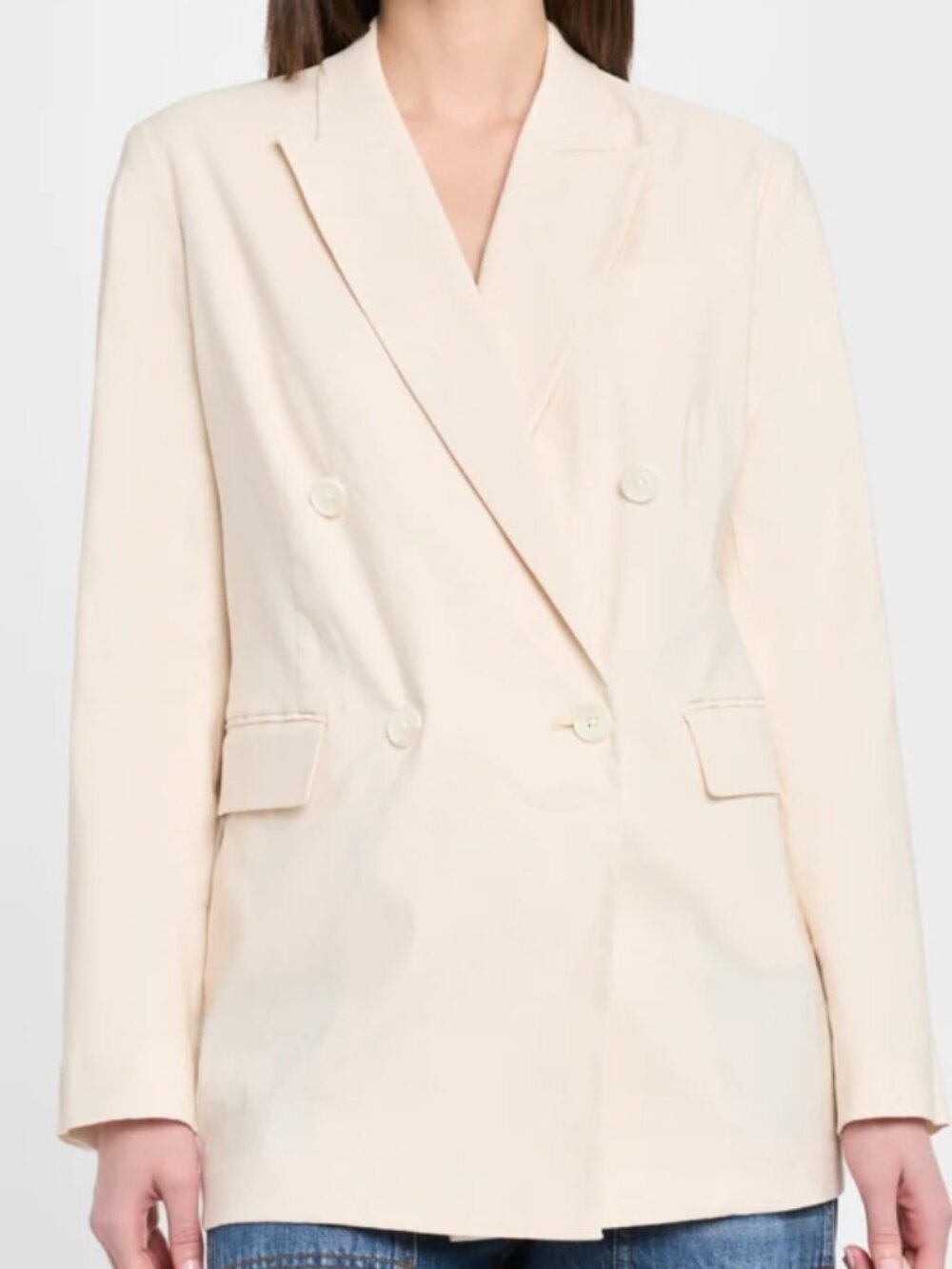 Rag & Bone Emile Linen Blend Double Breasted Blazer Ivory Size 8 NWOT